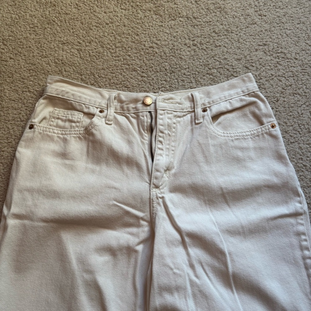 Women's Cream Y2K Baggy Wide Leg Relaxed Jeans Size 8/29R - Picture 2 of 11